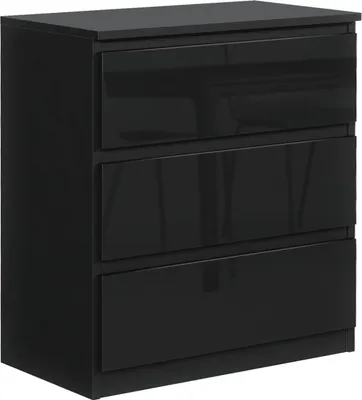 Produktbild von Mobelsta Kommode, Schrank mit Schubladen, Modernes Sideboard, Schubladenschrank, Kommodenschrank, Schwarz  & Hochglanz 70x39x78,5 cm