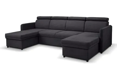 Produktbild von BARCELO Ecksofa 282x165 cm U-Form mit: Schlaffunktion, Bettkasten & Verstellbare Kopfstützen, Graphit – Enjoy New 24
