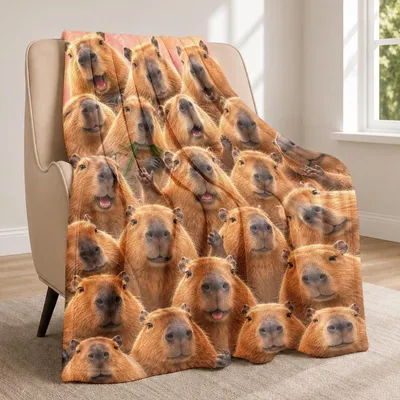 Obrázok produktu pre Fleecová prikrývka s motívom kapybary, rozmer 125x150 cm