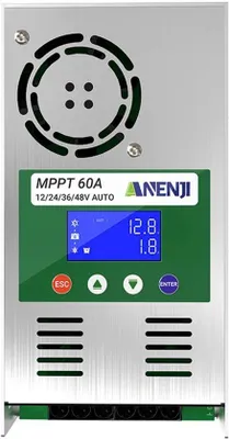 Immagine prodotto di Regolatore solare - 60A MPPT - Compatibile con 12V, 24V, 36V, 48V - Display LCD - Regolatore di energia solare