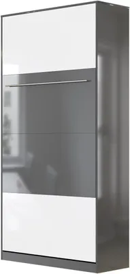 Produktbild von SMARTBett Schrankbett Standard  Anthrazit Hochglanz/Weiss & Anthrazit Hochglanz 90 Vertikal