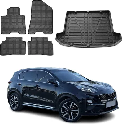 Obrázok produktu pre Sada podlahových rohoží a vložiek do kufra pre Kia Sportage 2018-2025 gumové TPE čierne 5x