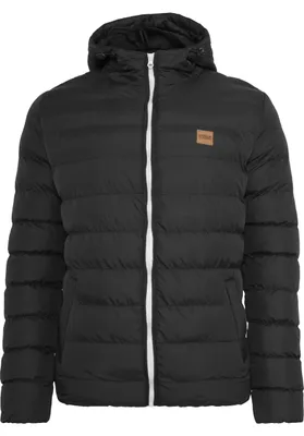 Zdjęcie produktu dla Kurtka Bunda Urban Classics Basic Bubble Jacket czarna z białymi i czarnymi elementami – rozmiar 4XL