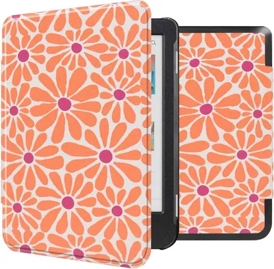 Productafbeelding van imoshion Design Slim Hard Case Bookcase voor de Kobo Clara Colour / BW - Orange Flowers Connect