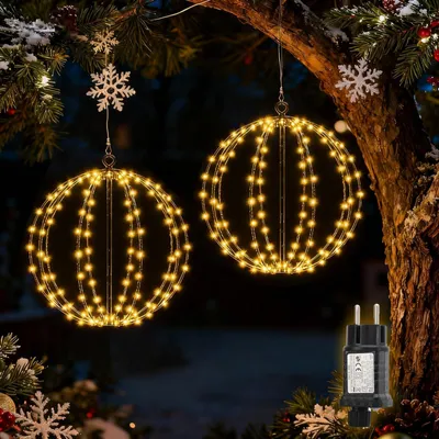 Produktbild von LED Weihnachtskugel Ø30cm, Hängende Metall Leuchtkugel, Warmweiß, SALCAR