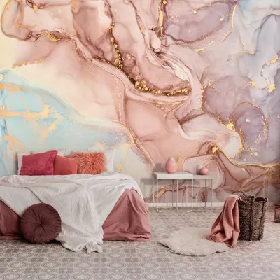 Produktbild von Vlies Fototapete Marmor Gold Rose Strukture (416x254cm - 4 Bahnen)  Wohnzimmer Schlafzimmer Wandtapete Modern Tapete UV-Beständig Montagefertig