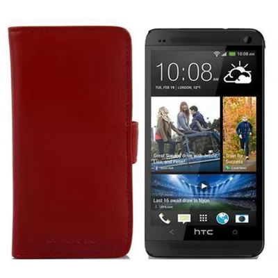 Obrázek produktu pro Cadorabo Case for HTC ONE M7 Protective Cover in Red Obal na mobilní telefon typu kniha Etui Cover