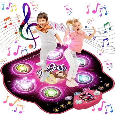 Image de Tapis de danse pour enfants de 3 à 12 ans, tapis musical, tapis de danse, 4/6 touches, 27 niveaux de difficulté, avec lumières LED et Bluetooth, jouet d'anniversaire