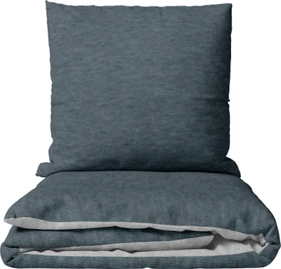 Produktbild von Bettwäsche Set Baumwolle Jersey 155x220 cm Anthrazit Hellgrau Melange mit Reißverschluss
