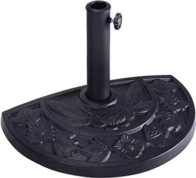 Produktbild von GOPLUS Sonnenschirmständer aus Harz, Gartenschirmständer mit Edelstahlrohr, Sonnenschirmfuß mit Muster, für Rohre mit Durchmesser  38 mm od. 48 mm, für Sonnenschirm Ampelschirm Kurbelschirm (9, Halbrund)