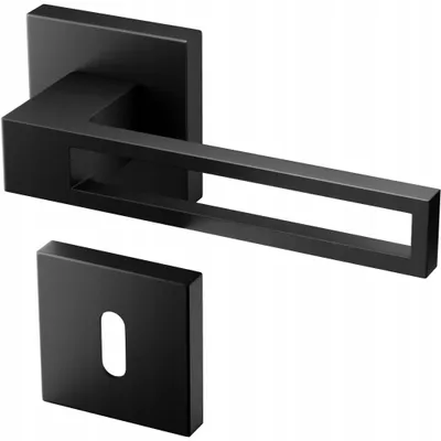 Image de Poignée de porte Gamar NO. 015, noir mat, design carré
