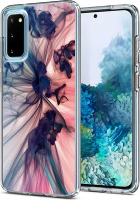 A clear product shot of a phone case with a colorful abstract design.