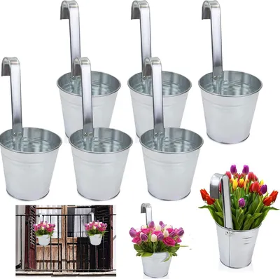 Produktbild von 6 x Blumentopf Hängetopf Pflanztopf Hängetöpfe Blumen Topf Kräutertopf Zink