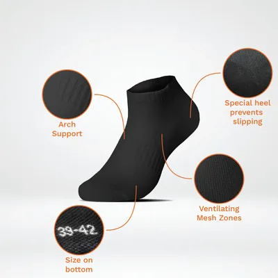 Produktbild von Nahtlose Sneakersocken aus Baumwolle 6er Pack, Farbe:Schwarz, Größe Socken & Strumpfhosen Erwachsene:35-38