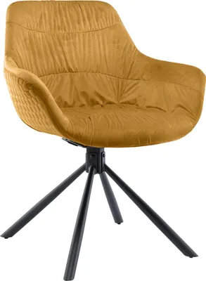 Produktbild von SalesFever Armlehnstuhl mit Steppung | 360 Grad Drehfunktion | Bezug Samt | Gestell Metall | B 64 x T 63 x H 82 cm | senfgelb – schwarz