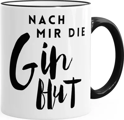 Produktbild von Kaffee-Tasse Nach mir die Ginflut Gin Gin-Spruch Teetasse Keramiktasse MoonWorks® schwarz unisize