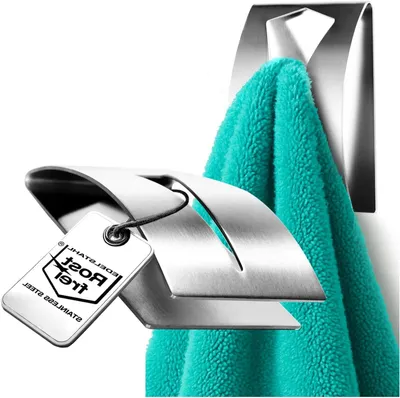Productafbeelding van Zelfklevende Handdoekhaken van Roestvrij Staal - Handdoekhouder zonder Boren voor Badkamer en Keuken (2 Stuks)