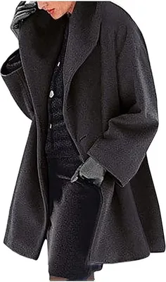 Produktbild von ASKSA Damen Einfarbige Wintermantel mit Kapuze Warmer Mittellange Winterparka Dufflecoat, B Schwarz, XL