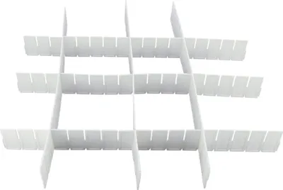 Produktbild von 8 Stück verstellbare Schubladenorganizer 43x5 cm in Weiß für Besteck & Küchenutensilien
