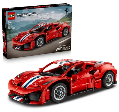 Imagen del producto de LEGO Technic Ferrari 488 PISTA: Coche de construcción para niños a partir de 9 años. Merchandising de Ferrari. Coche de carreras con dirección, diferencial y motor V8 con pistones móviles. Modelo: 42235
