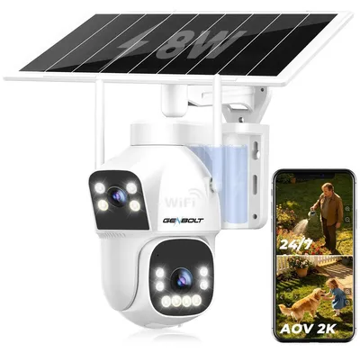 Zdjęcie produktu dla Kamera monitorująca - Solarna - Bezprzewodowa - Zewnętrzna - 15600 mAh - Podwójny obiektyw