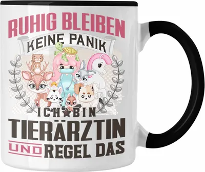 Produktbild von Trendation - Tierärztin Tasse Geschenk Lustiger Spruch Frauen Ruhig Bleiben Tierärztin Geschenkidee (Schwarz)