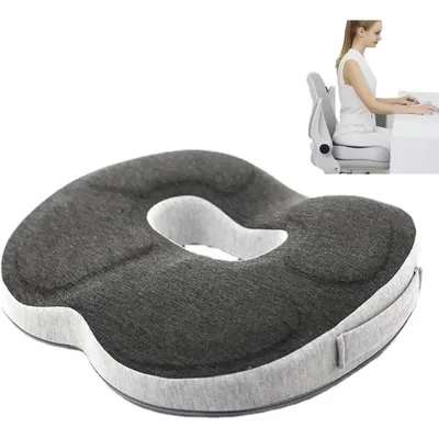 Productafbeelding van Orthopedisch zitkussen, memory foam zitkussen, kussen voor bureaustoel, ergonomisch zitkussen, zitring voor ontlasting van het stuitje, zitring na een operatie