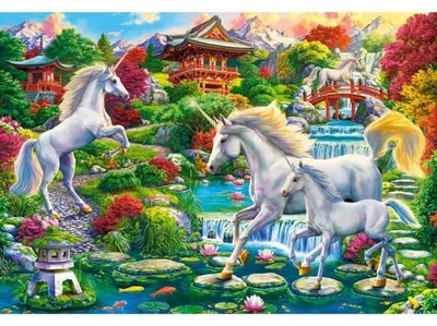 Image de Puzzle le jardin enchante des licornes 1500 pieces - animaux fantastiques - castorland