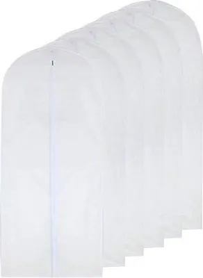 Produktbild von Kleidersack Durchsichtig 60cm x 140cm Langes Kleid Mottenfest Kleidersäcke Weiß Atmungsaktiv Durchgehender Reißverschluss Staubschutz für Kleidung Aufbewahrungsschrank Packung mit 6 Stück