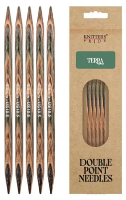 Doppelspitznadel-Set aus Birkenholz, 20 cm, 6,5 mm, Grün/Braun