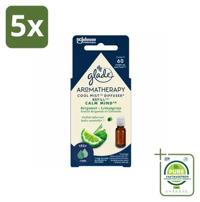 Zdjęcie produktu dla 5 sztuk, wkład do dyfuzora zapachowego Glade Aromatherapy, zapach "Spokój umysłu" - 17,4 ml - opakowanie zbiorcze