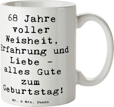 Produktbild von Mr. & Mrs. Panda Teetasse Spruch 68. Geburtstag - Weiß - Geschenk, Happy Birthday, Trinkbecher, Geburtstagswünsche, Pott, Feiern, Erfahrung, Familie, Henkelpott, Tasse