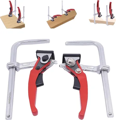 Immagine prodotto di Morsetto a leva, apertura 160 mm, portata 200 kg, adatto per lavori in legno, set da 2 pezzi, resistente materiale ABS