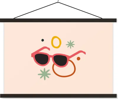 Produktbild von MuchoWow® Textilposter Sonnenbrillen - Figuren - Pastell 120x80 cm mit schwarzem Rahmen - Wanddeko