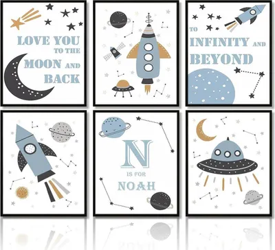 Image de Dazzlewall Espace Imprimés, Poster 20x25cm Set de 6 pour garçons Chambre d'enfant