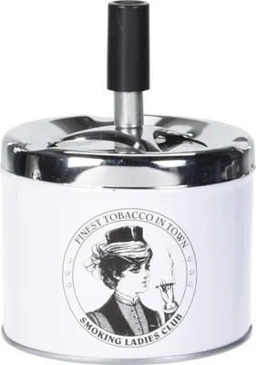 Image de Cendrier Excellent Houseware, en métal, 9 x 12 cm, blanc/noir