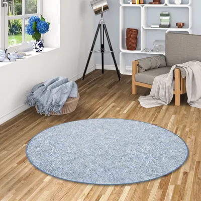 Produktbild von Schlingen Teppich Memory Blau Meliert Rund, Größe:300 cm Rund