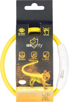 Zdjęcie produktu dla DUVO Light Ring Seecurity Flashing Light USB Ring Nylon - 35 cm - Żółty - Dla psa