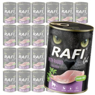 Zdjęcie produktu dla Rafi Cat Adult 24x400g Bezzbożowa Mokra Karma Dla Kotów Sterylizowanych Z Królikiem
