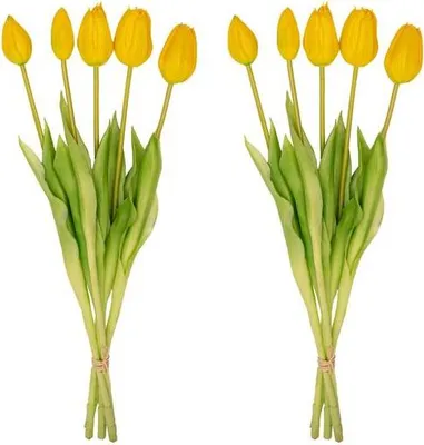 Produktbild von Bukiet żółtych tulipanów - 10 sztuk - sztuczne tulipany - 42 cm