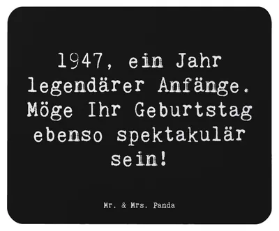 Produktbild von Mr. & Mrs. Panda Mouse Pad Spruch 1947 Geburtstag - Schwarz - Geschenk, Geburtstagsgrüße, computer mauspad, Geburtstagsgeschenk, Jubiläum, pc, Happy Birthday, Alter