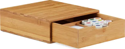 Immagine prodotto di Relaxdays Cassettiera in bambù, organizer per cassetti, effetto naturale, organizer da scrivania per ufficio, HBT 10 x 29,5 x 30 cm, naturale
