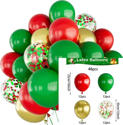 Produktbild von INF Festliches Weihnachtsballon-Set - Dekoration für die Feiertagsfeier, 48 Stück