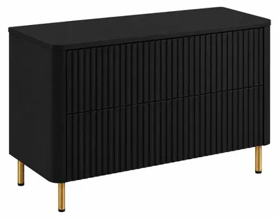 Obrázek produktu pro Skříňka do koupelny, černá, s černou deskou, zlaté nožky, rozměry 100,8 x 44,2 x 65 cm