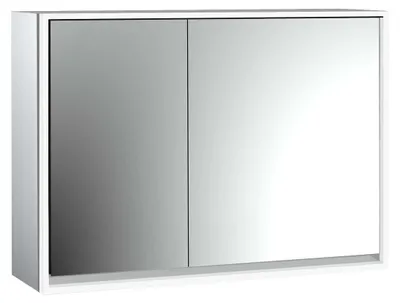 Image de emco loft Armoire de toilette avec éclairage, 1000mm, 2 portes, modèle apparent, aluminium/miroir, 979805114