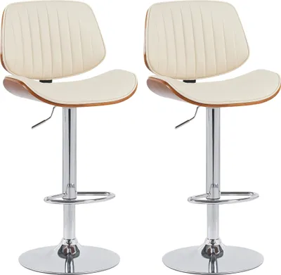 Produktbild von 2er Set Barhocker Clawson Kunstleder chrom  - walnuss/creme