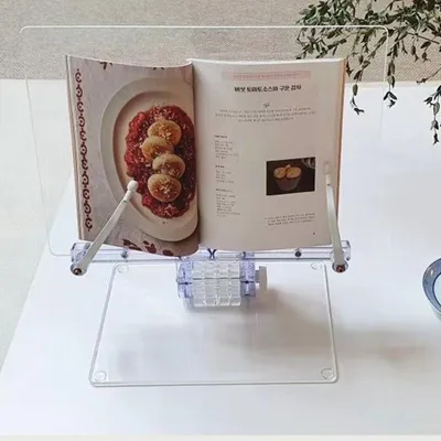 Zdjęcie produktu dla Przezroczysty akrylowy stojak na książki z możliwością obrotu o 180°, zapewniający wygodę czytania; przenośny stojak ekspozycyjny na książki, idealny do komputerów i tabletów; z podnoszoną podstawą i wzmocnioną konstrukcją, bez białych krawędzi