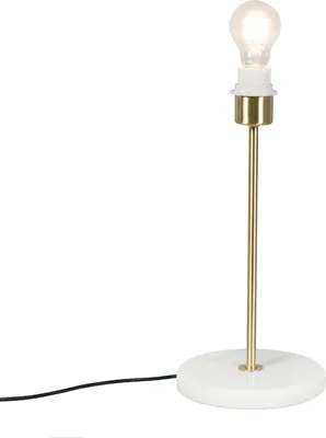 Produktbild von QAZQA - Modern Klassische Tischleuchte I Tischlampe I Lampe I Leuchte Messing mit Marmorsockel - Kaso I Wohnzimmer I Schlafzimmer - Stahl Rund - LED geeignet E27