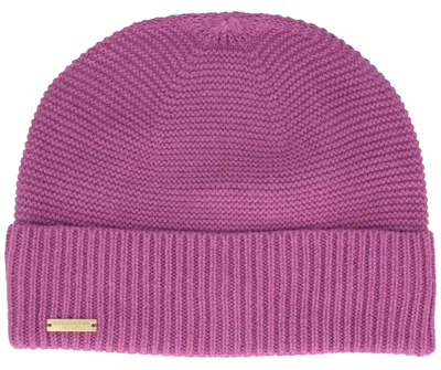 Seeberger Beanie mit Rippstrick-Umschlag in rosa