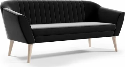 Obrázek produktu pro BETTSO Klasická 3místná pohovka Skandinávský design Dřevěné nohy Elegantní pohovka Čalouněná pohovka do obývacího pokoje PIRS 3 Black